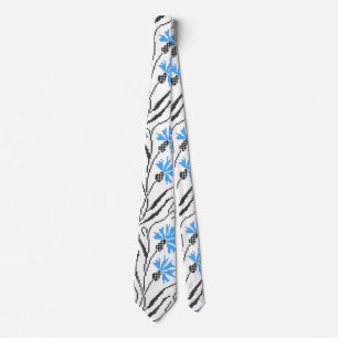 Blauer Cornflower-Kreuzstich-Design Krawatte
