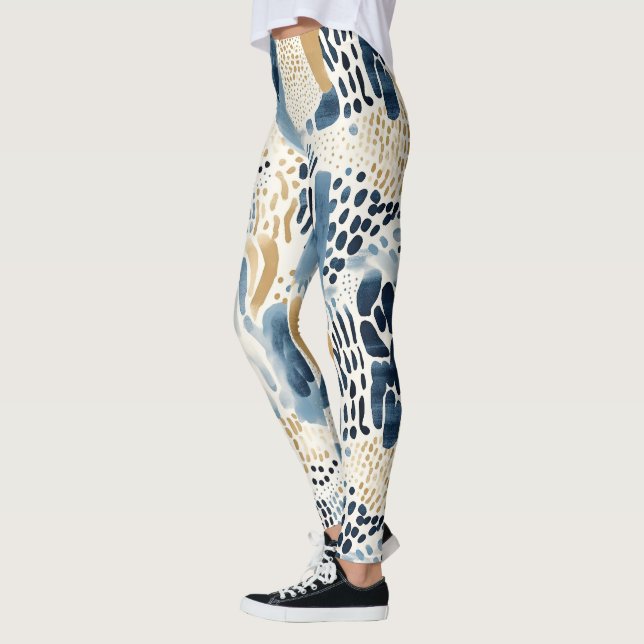 Blauer Creme Abstrakt Leggings (Links)