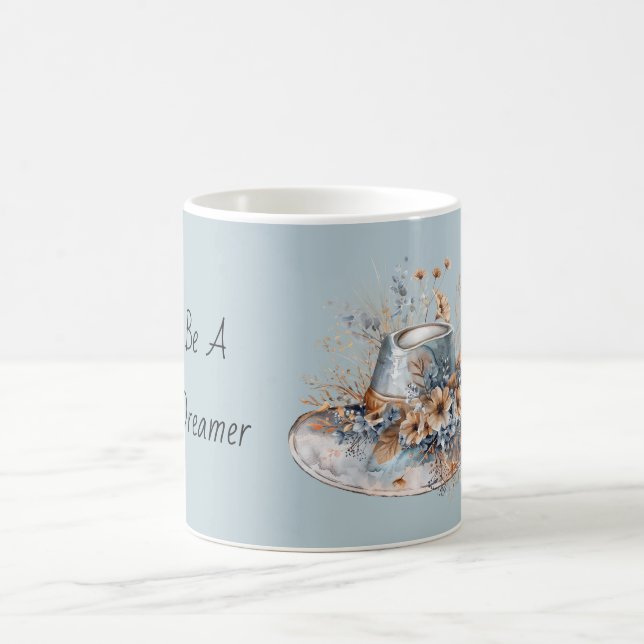 Blauer Creme Blumenhut Träumer Kaffeetasse (Mittel)