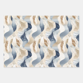 Blauer Cremesand Abstrakt Geschenkpapier Set