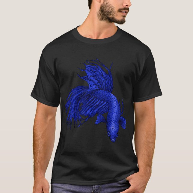 Blauer Crowntail Kampffisch T-Shirt (Vorderseite)