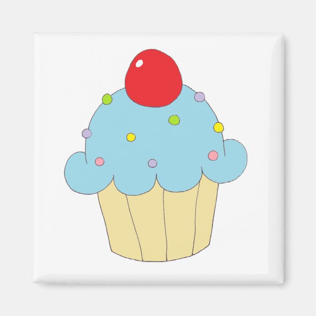 Blauer Cupcake Magnet (Vorne)