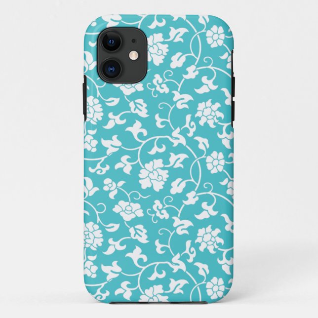 Blauer Curaçaoblumendamast iPhone 5 Kasten Case-Mate iPhone Hülle (Rückseite)
