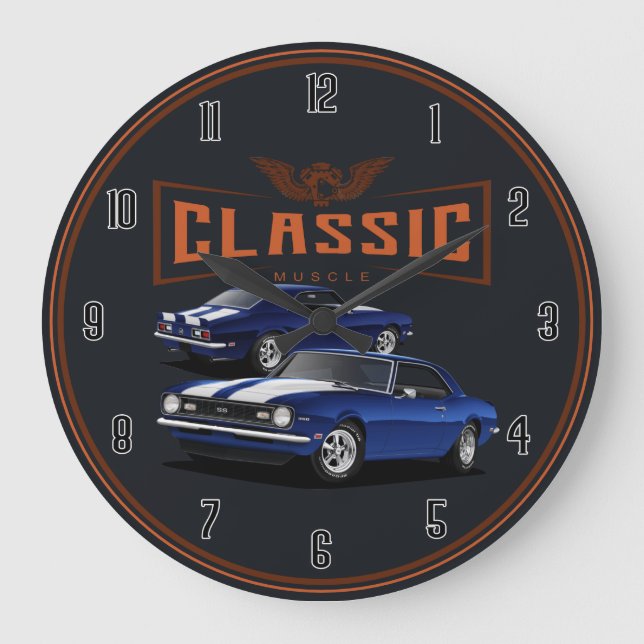 Blauer Custom Camaro Große Uhr (Vorderseite)