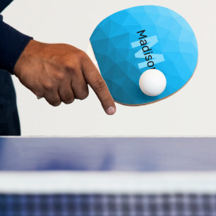 Blauer Cyan-Verlauf geometrisches Mesh-Muster Mono Tischtennis Schläger