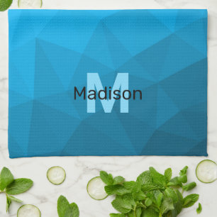 Blauer Cyan-Verlaufs geometrischer Mesh-Muster-Mon Geschirrtuch
