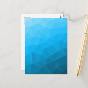 Blauer Cyan-Verlaufs geometrisches Maschenmuster D Postkarte
