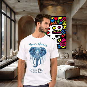 Blauer Cyber-Elefant – Benutzerdefinierter Name Be T-Shirt