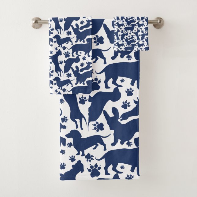 Blauer Dackel Pattern Kissenband Badhandtuch Set (Insitu)