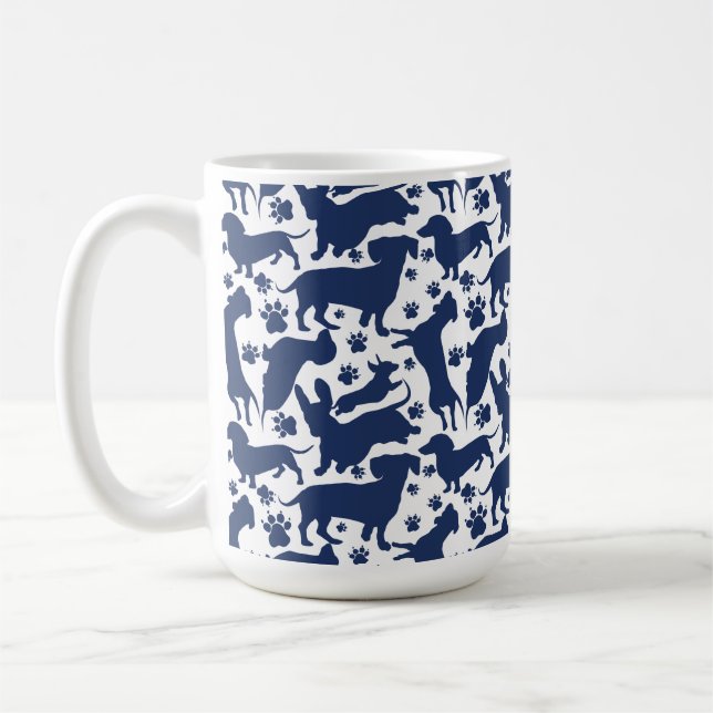Blauer Dackel Pattern Kissenband Kaffeetasse (Links)