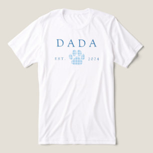 Blauer Dada Gingham Welpen Pfotenabdruck Geburtsta Tri-Blend Shirt