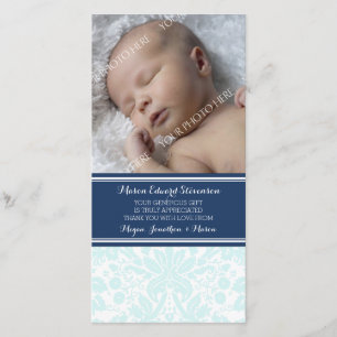 Blauer Damast danken Ihnen Dankeskarte