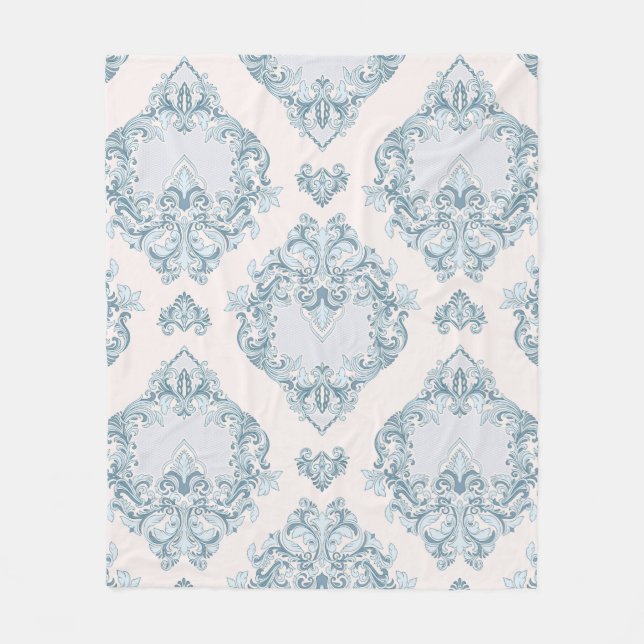 Blauer Damast Fleecedecke (Vorderseite)