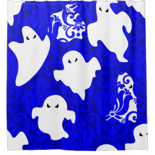 blauer Damast-Geister-Halloween-Übernatürliche-Ers Duschvorhang