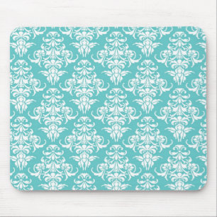 Blauer Damast-Vintage-Tapetenmuster Mousepad