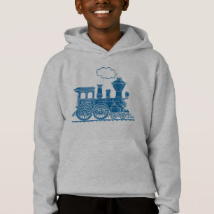 Blauer Dampflokomotivzug Ihr Namensjungen Hoodie