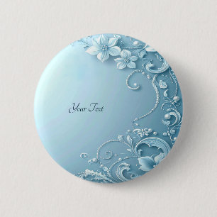 Blauer Dekorativer Blumenknopf Button