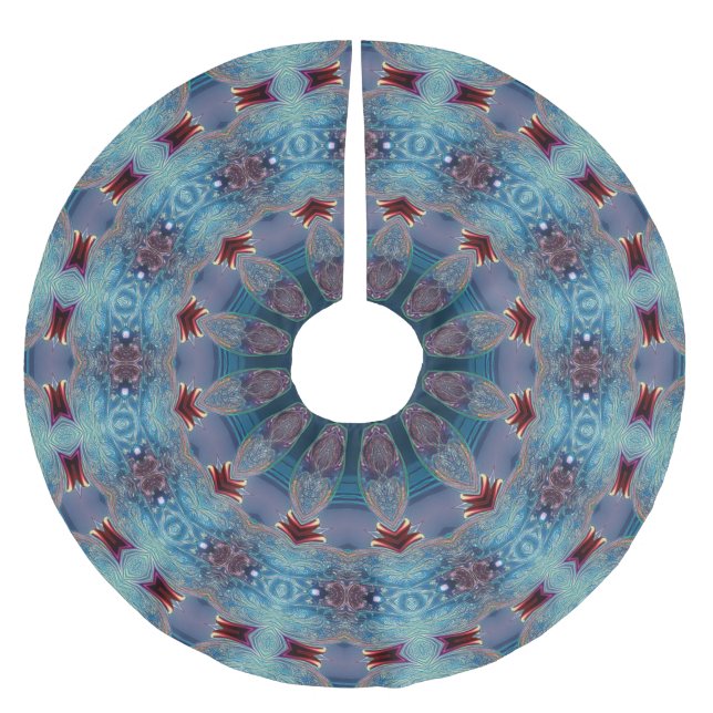 Blauer Dekorativer Weihnachtsbaum-Teppich Polyester Weihnachtsbaumdecke (Vorderseite)
