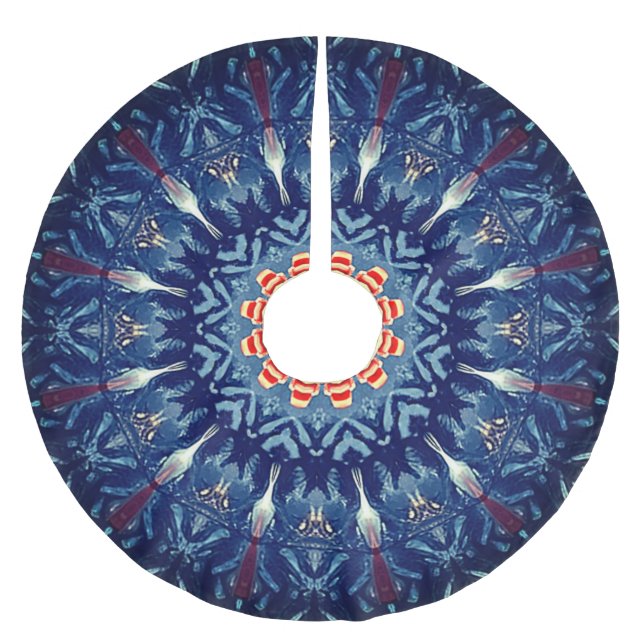Blauer Dekorativer Weihnachtsbaumteppich Polyester Weihnachtsbaumdecke (Vorderseite)