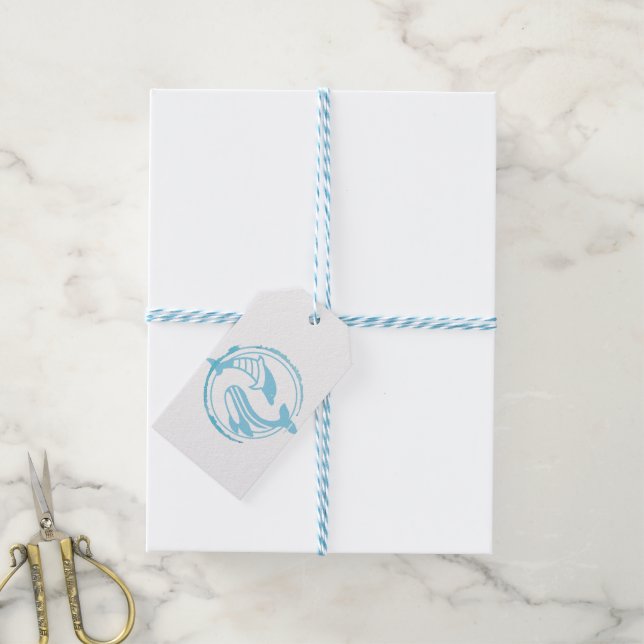 Blauer Delfin Geschenkanhänger (Mit Garn)