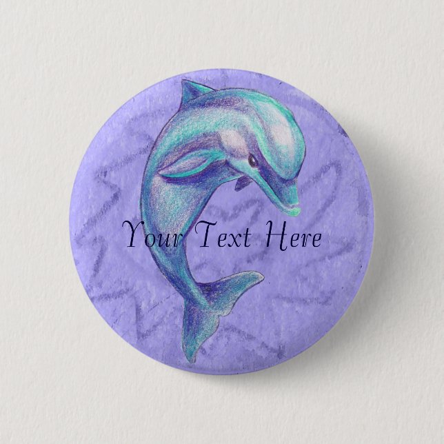 Blauer Delphin-Knopf Button (Vorderseite)