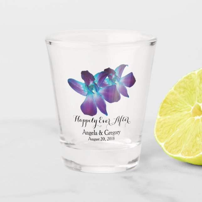 Blauer Dendrobium Orchid glücklich immer nach Schnapsglas (Vorderseite)