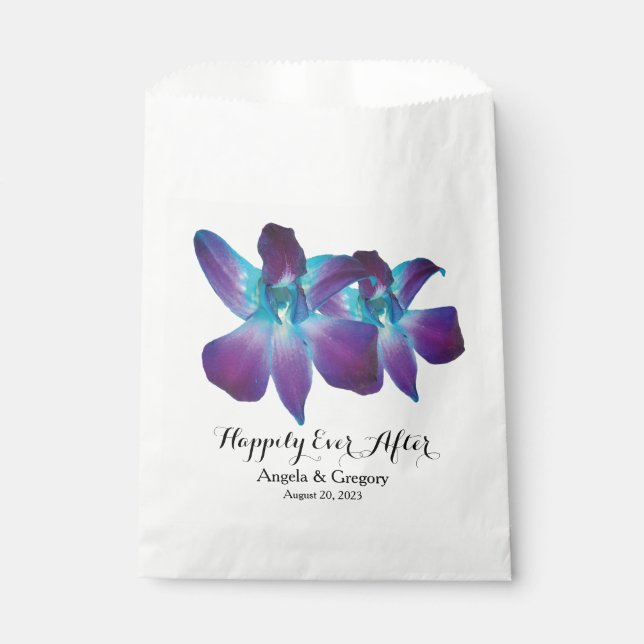 Blauer Dendrobium Orchid glücklich je nach Hochzei Geschenktütchen (Vorderseite)