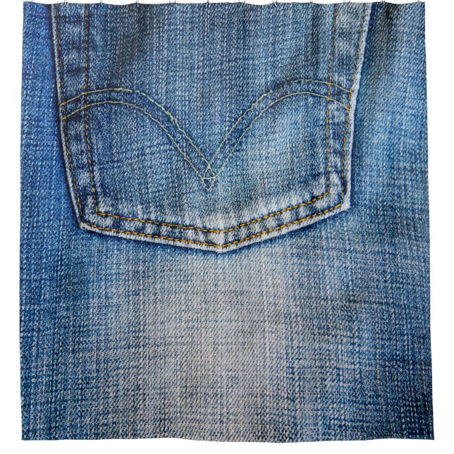 Blauer Denim Duschvorhang (Vorderseite)