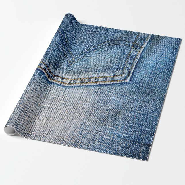 Blauer Denim Geschenkpapier (Ungerollt)