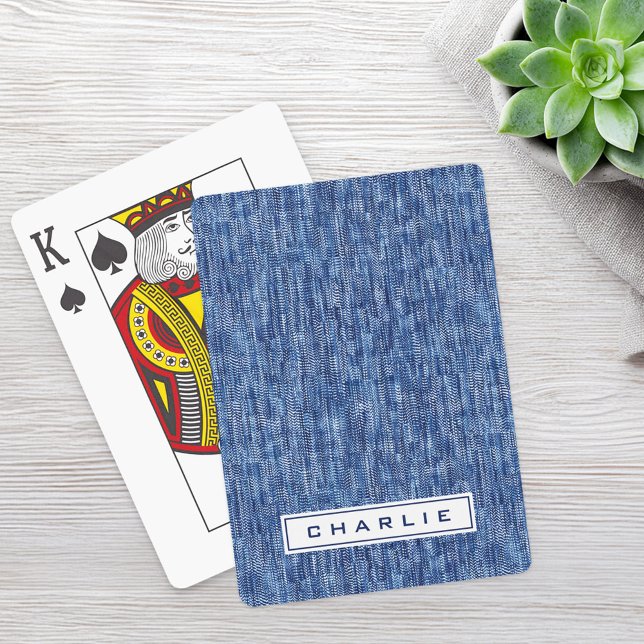 Blauer Denim-individuelle Name Spielkarten (Blue denim custom name poker cards)