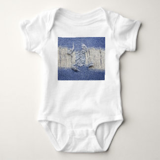Blauer Denim: Jeans Textur. Baby Strampler