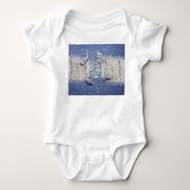 Blauer Denim: Jeans Textur. Baby Strampler (Vorderseite)