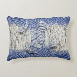 Blauer Denim: Jeans Textur. Dekokissen