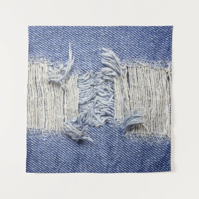 Blauer Denim: Jeans Textur. Wandteppich (Vorderseite)