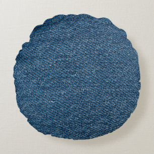 Blauer Denim Texture Nah-Up Shot Rundes Kissen