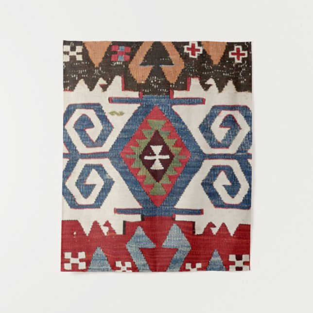 Blauer Diamant Arrow Konya Cowboy Sattel  Wandteppich (Vorderseite)