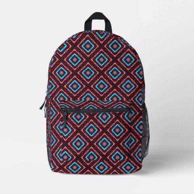 Blauer Diamant Bedruckter Rucksack (Vorderseite)