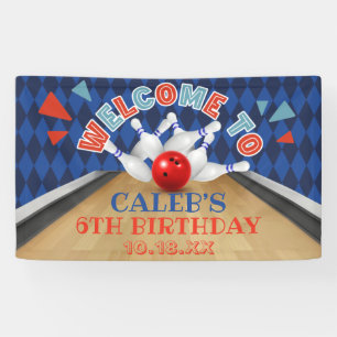 Blauer Diamantstreifen Lasst uns Strike Bowling Ge Banner
