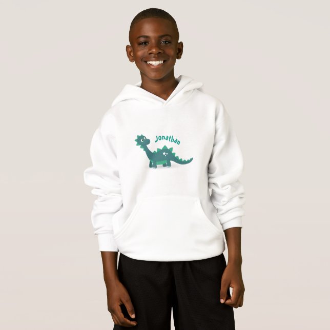 Blauer Dinosaurier, der den Namen des Kindes Hoodi Hoodie (Vorne ganz)