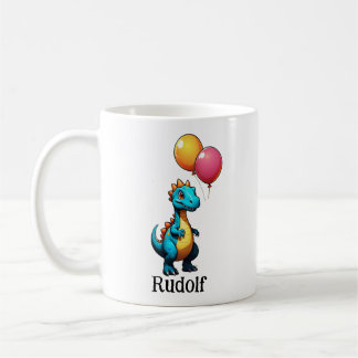 Blauer Dinosaurier mit Ballons Kaffeetasse