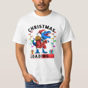Blauer Dinosaurier T Rex Weihnachten Loading T-Shirt