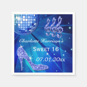 Blauer Disco-Ball und Schein-Heels-Bonbon 16 Serviette