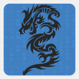 Blauer Drache-Aufkleber Quadratischer Aufkleber