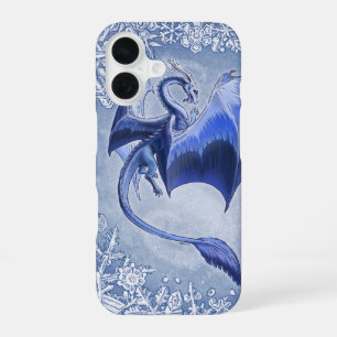 Blauer Drache der Winter-Fantasie-Naturkunst iPhone 16 Hülle