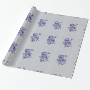Blauer Drache Geschenkpapier