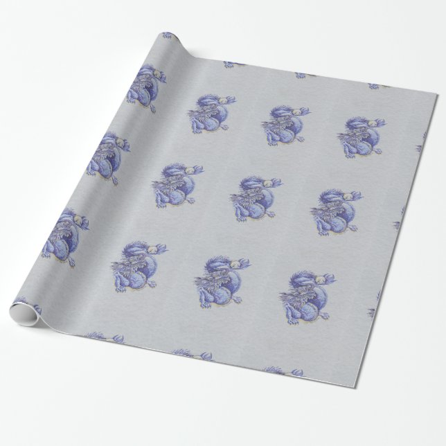 Blauer Drache Geschenkpapier (Ungerollt)