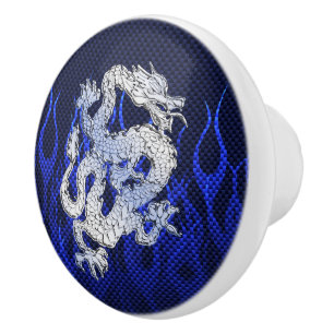 Blauer Drache in den Chrom-Kohlenstoff-Faser-Arten Keramikknauf