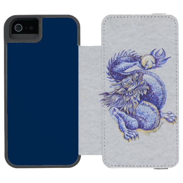 Blauer Drache Incipio iPhone Geldbeutel-Hülle (Folio Geöffnet)