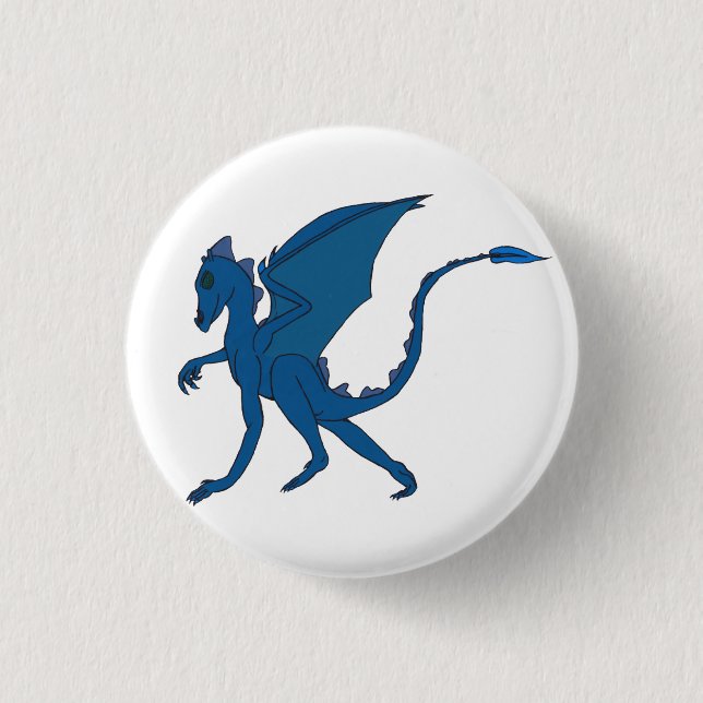Blauer Drache-Knopf durch IDC. Button (Vorderseite)