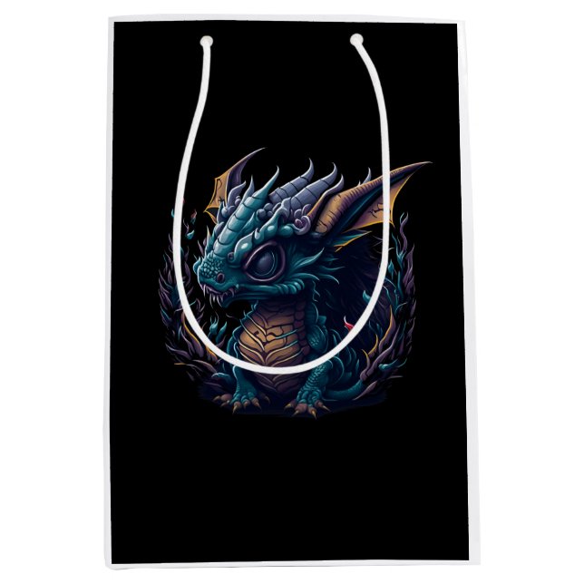 blauer Drache mit lila Kopf lila Mittlere Geschenktüte (Vorderseite)
